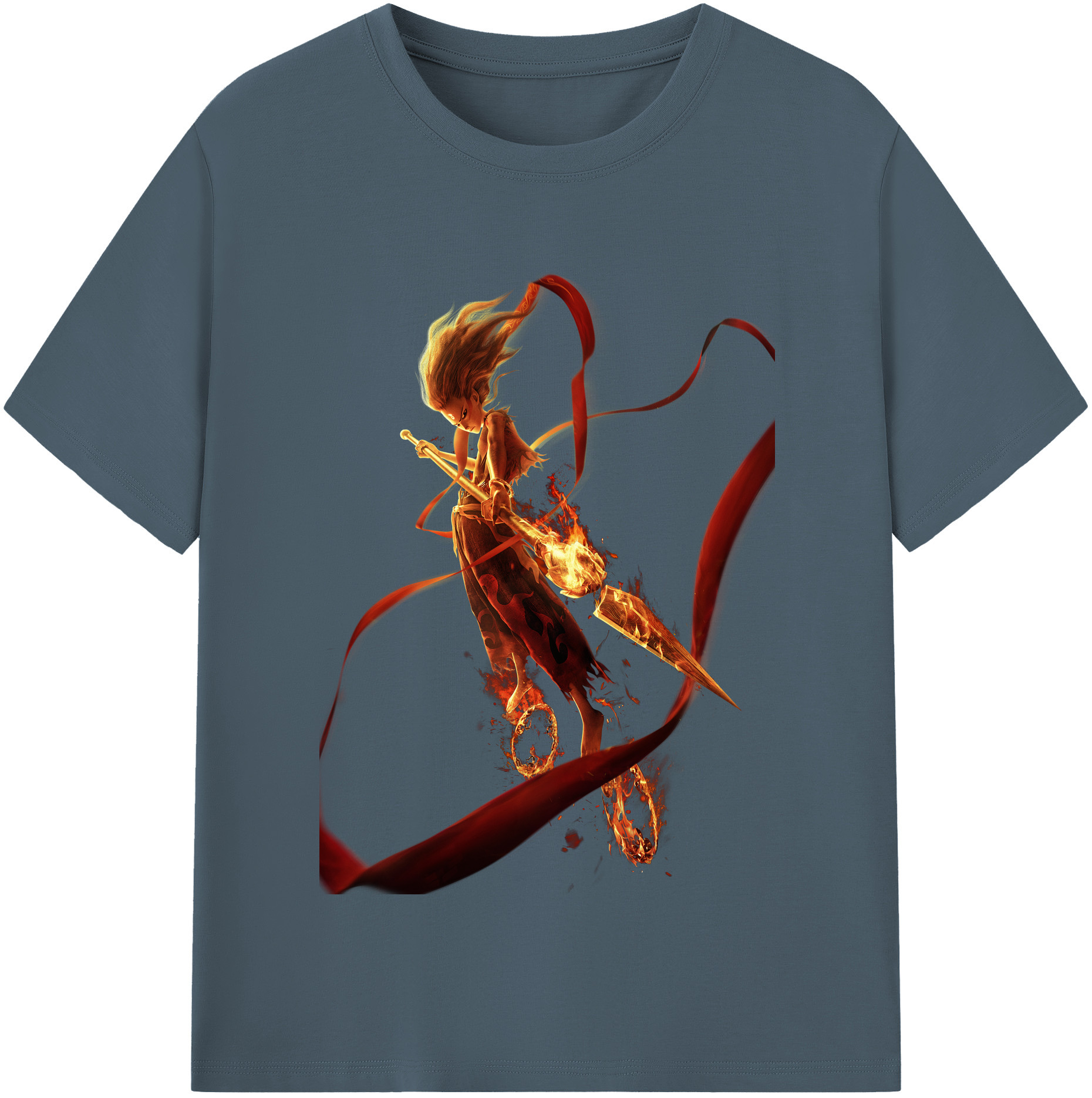 （画像用） Ne Zha 2 ナタ 魔童の大暴れ 綿100％半袖Tシャツ（フロントプリント）